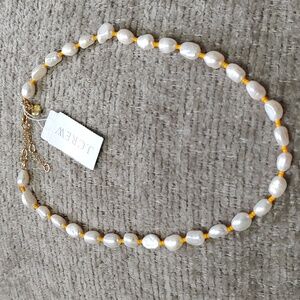 NWT Cultured Pearl, Orange Seed Bead Necklace
